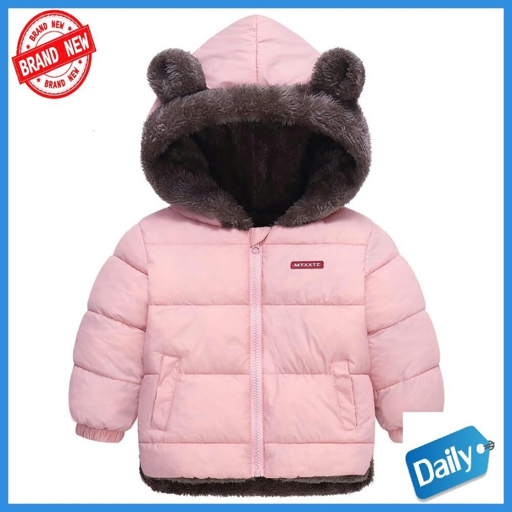 Toddler Winter Coat Fleece Hooded Jacket Windproof Snow Outerwear 6M-4T